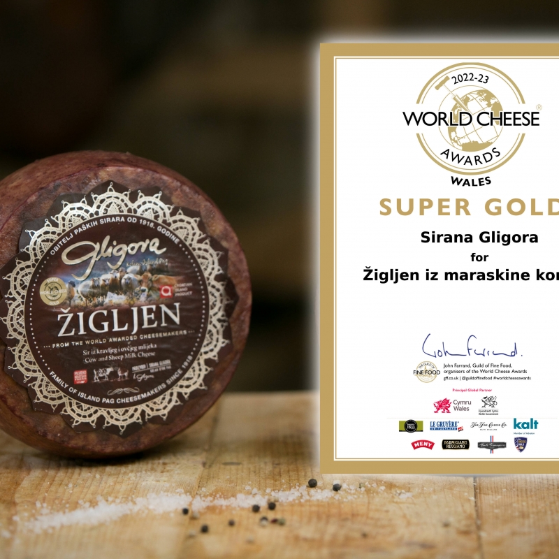 Žigljen iz maraskine komine Sirane Gligora osvojio Super Gold, Paški sir Gold nagradu!
